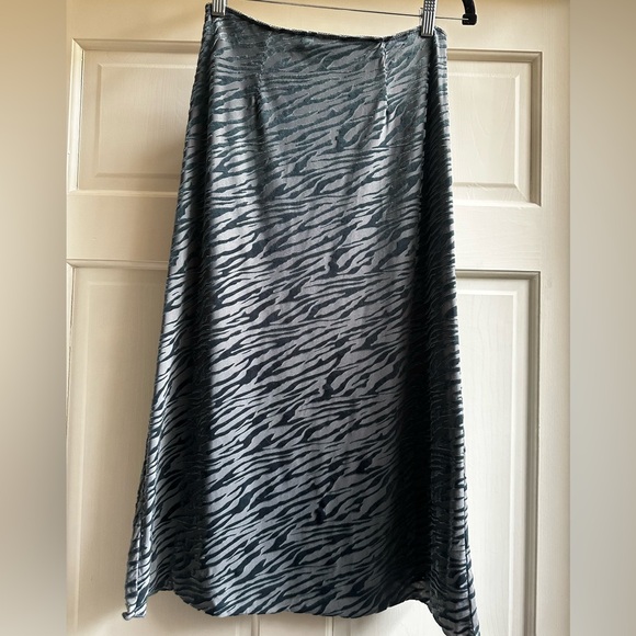 Dusty Blue Velvet Zebra Skirt - Picture 2 of 6